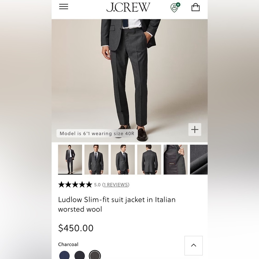 J. Crew Ludlow Slim-fit suit jacket in Italian worsted wool - Picture 3 of 11